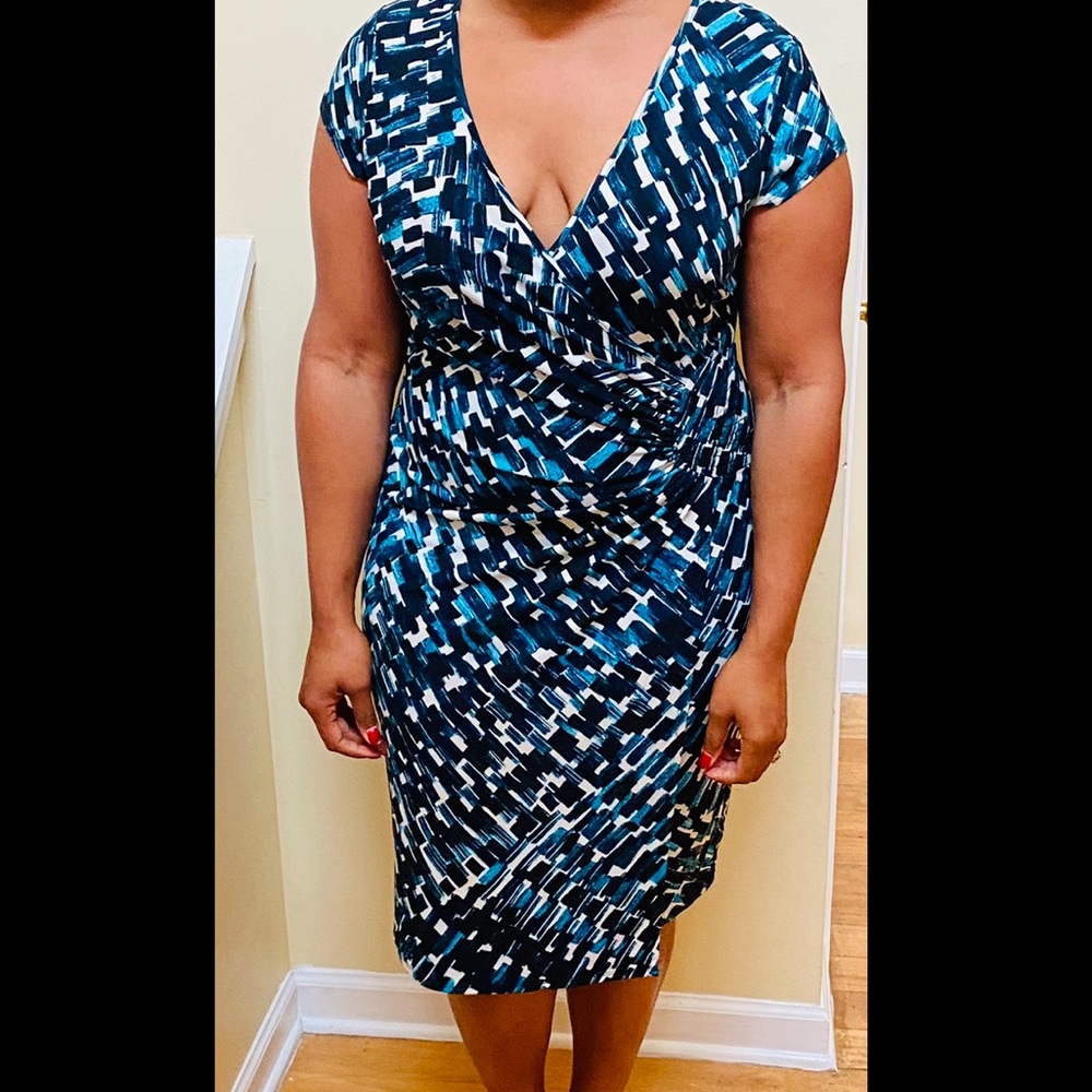 Teal abstract print dress